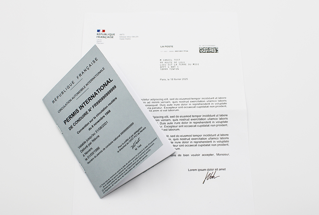 Permis de conduire international et son courrier associé