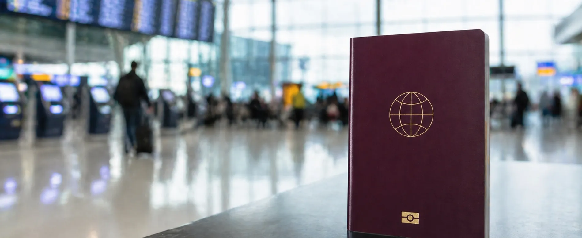 biometric passport in an airport